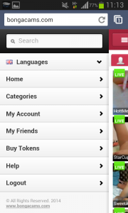 Bongacam mobile version