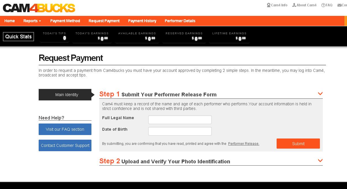 Cam4 payment step 2