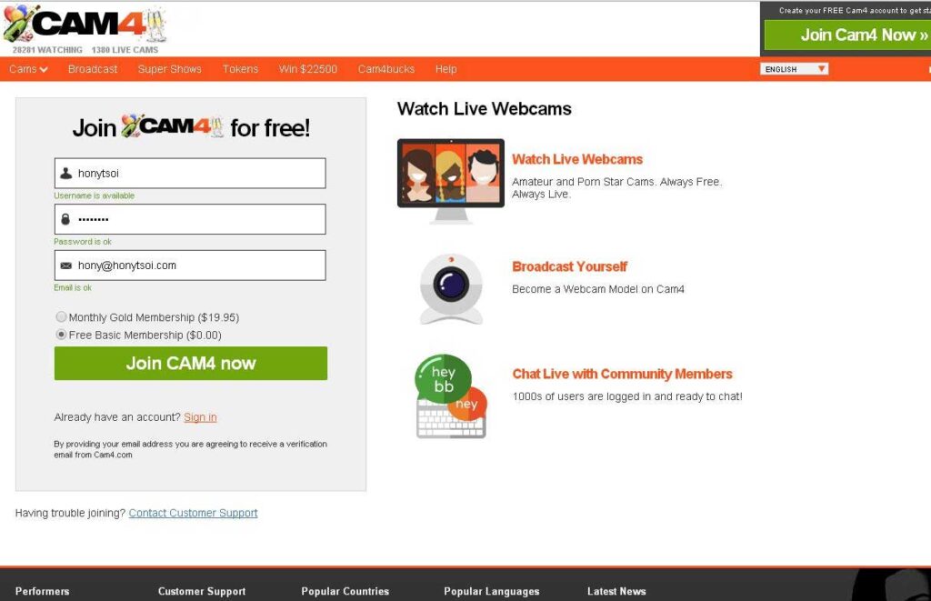 Joining Cam4