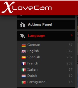 Xlovecam has many European cam girls. Many of them speak Spanish and French., and a moderate number of them speak Italian, German, Dutch or Portuguese.