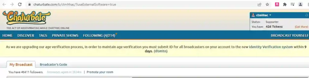 how to do age verification in the new Chaterbate system