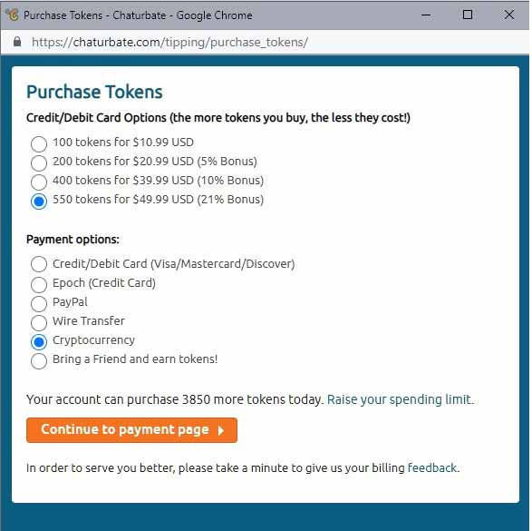 Chaturbate Buy Tokens