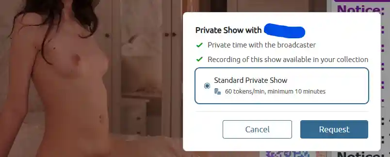Chaturbate private show cost