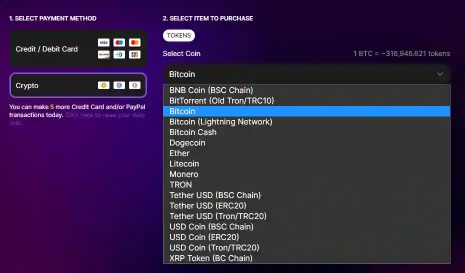 Cryptocurrencies accepted by Cherry.tv for buying cam tokens