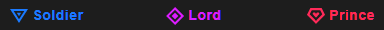 Three levels of fan membership in Stripchat: solider, lord and prince.